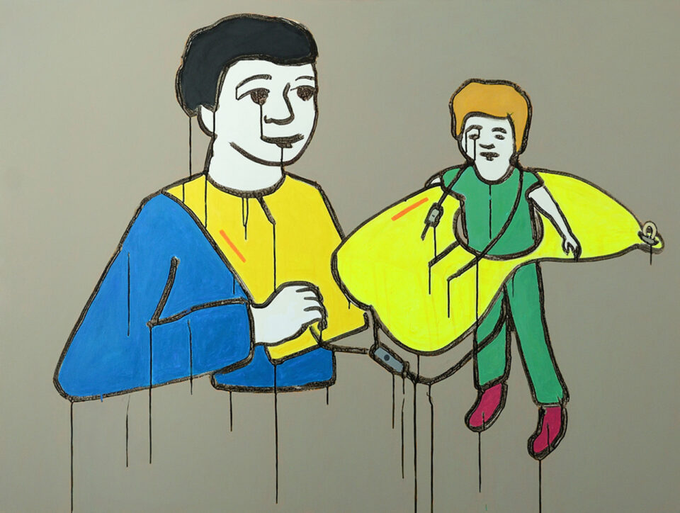 Safety Instruction, Contemporary painting by romanian artist Augustin Razvan Radu