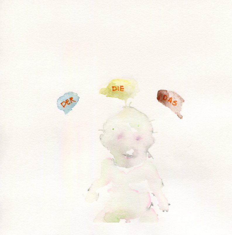 Der Die Das - Gouache on paper by Romanian painter Augustin Razvan Radu
