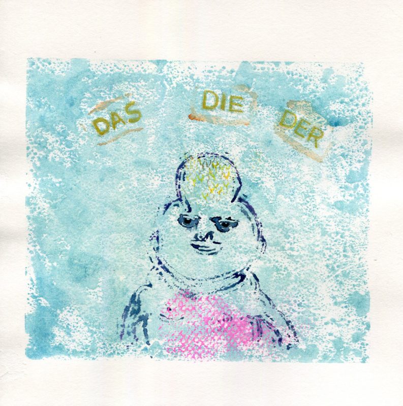 Der Die Das - Gouache on paper by Romanian painter Augustin Razvan Radu
