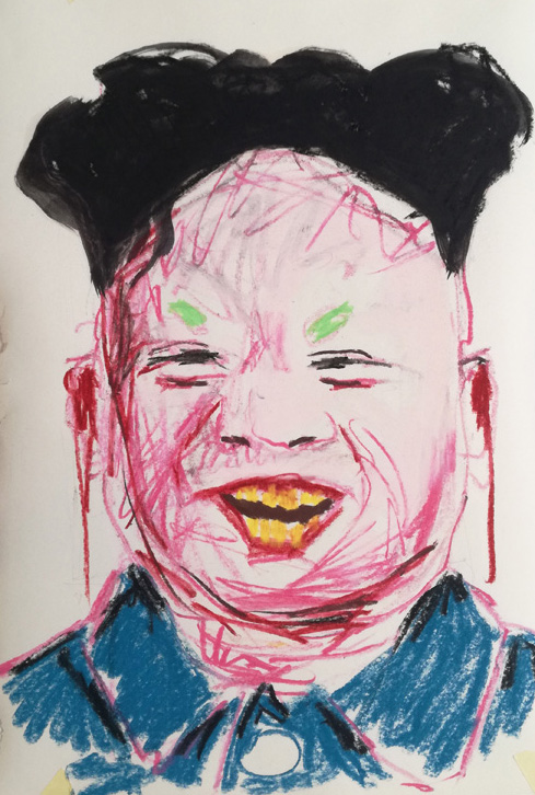 Mixed media on paper by Romanian artist Augustin Razvan Radu