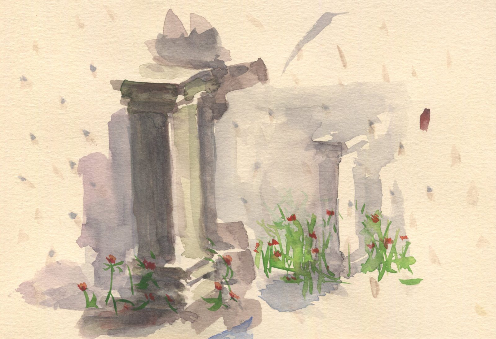 Watercolour on paper by Romanian artist Augustin Razvan Radu