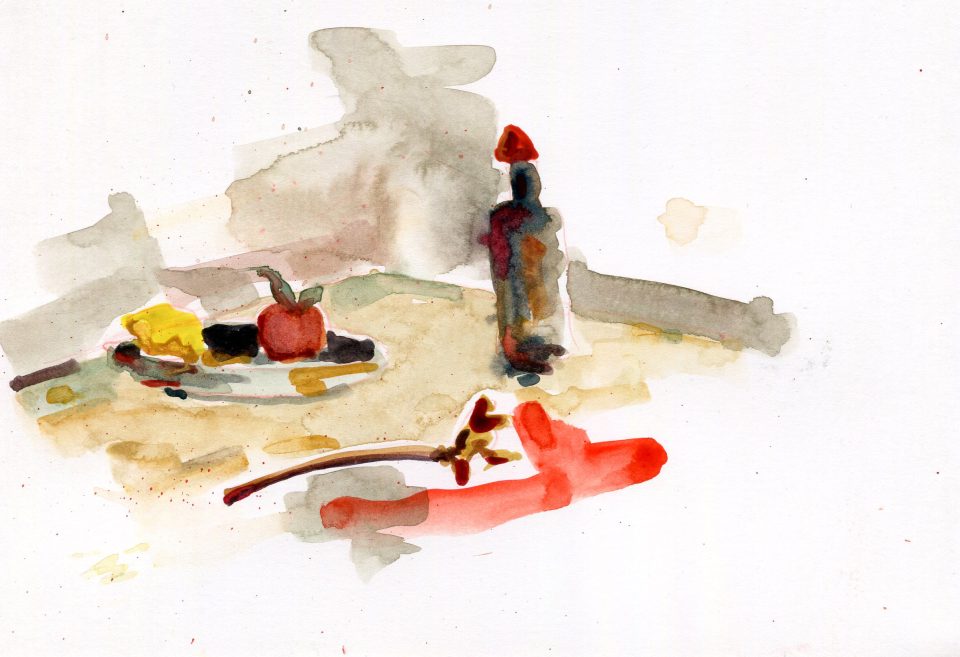 Watercolour on paper by Romanian artist Augustin Razvan Radu