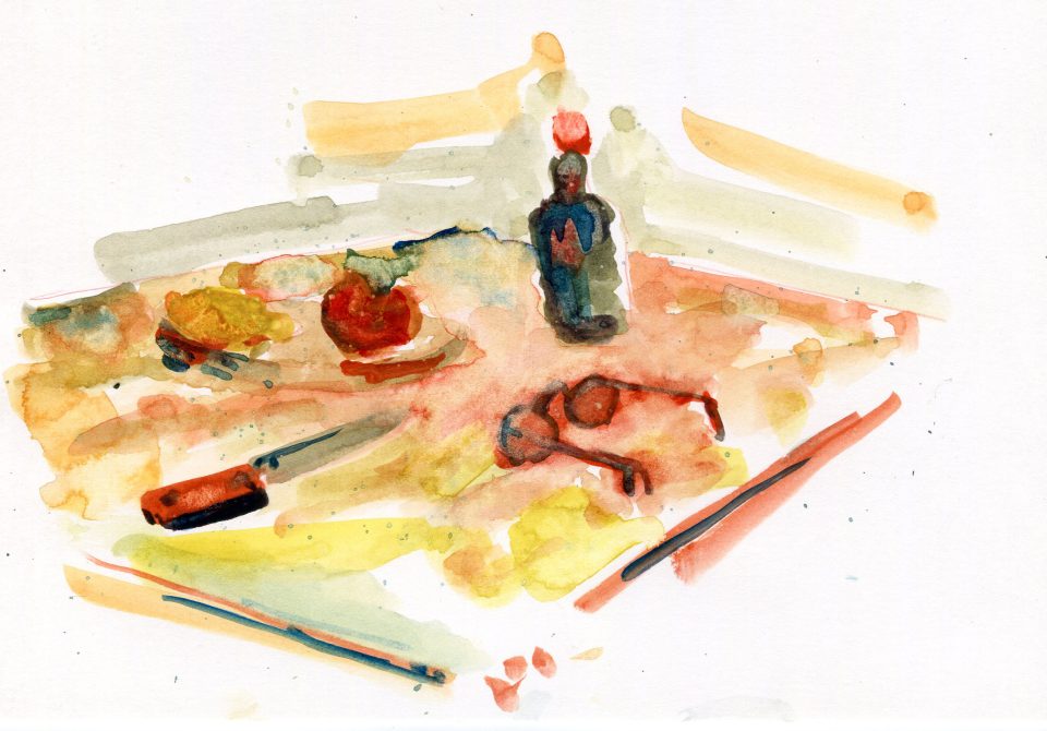 Watercolour on paper by Romanian artist Augustin Razvan Radu