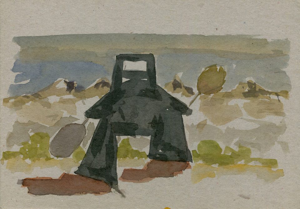 Watercolour on paper by Romanian artist Augustin Razvan Radu