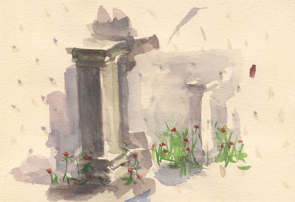 Watercolour on paper by Romanian artist Augustin Razvan Radu