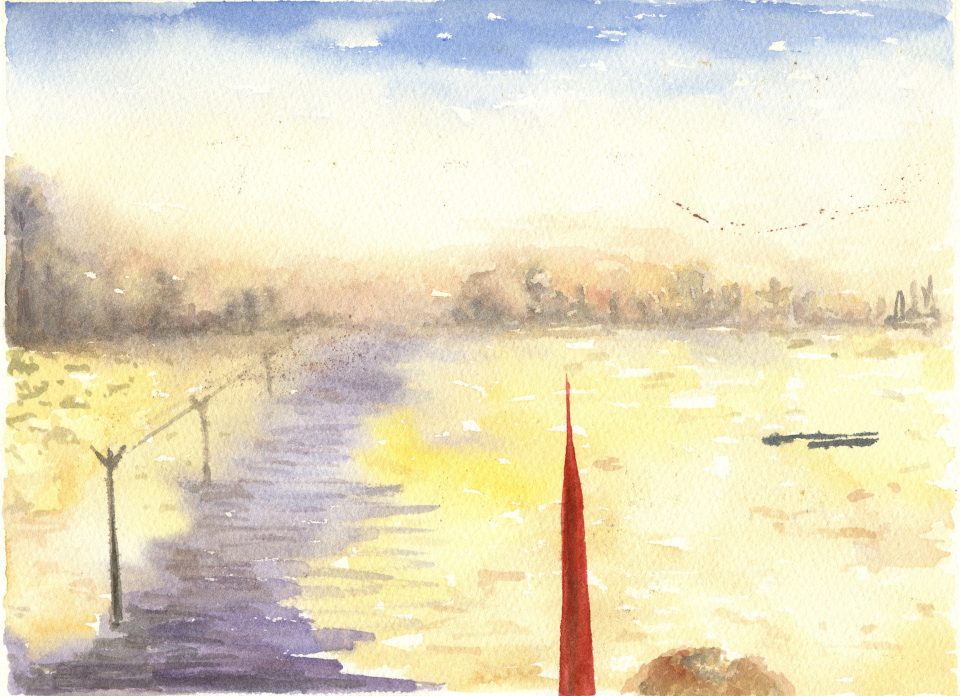 Watercolour on paper by Romanian artist Augustin Razvan Radu