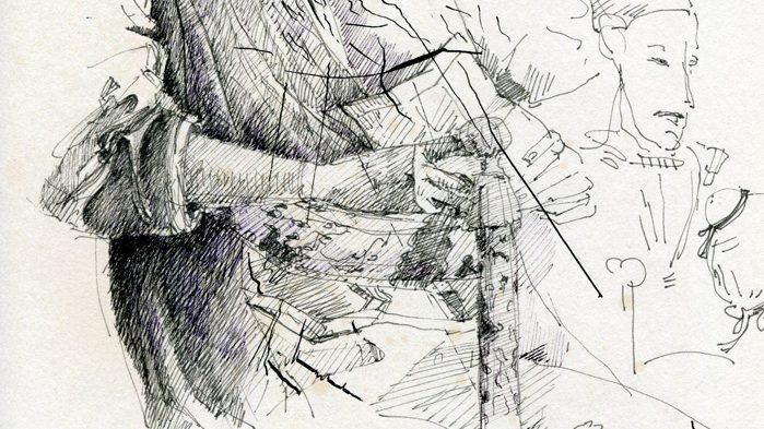 Work on paper by Romanian artist Augustin Razvan Radu