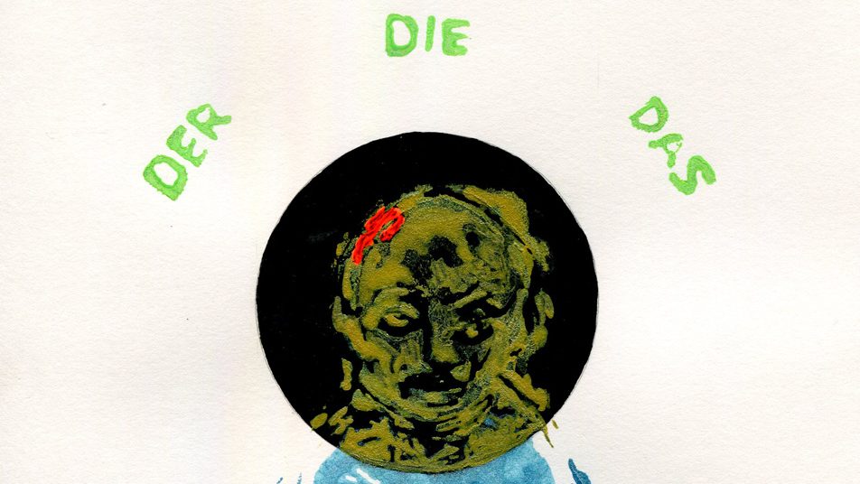 Gouache on paper by Romanian artist Augustin Razvan Radu