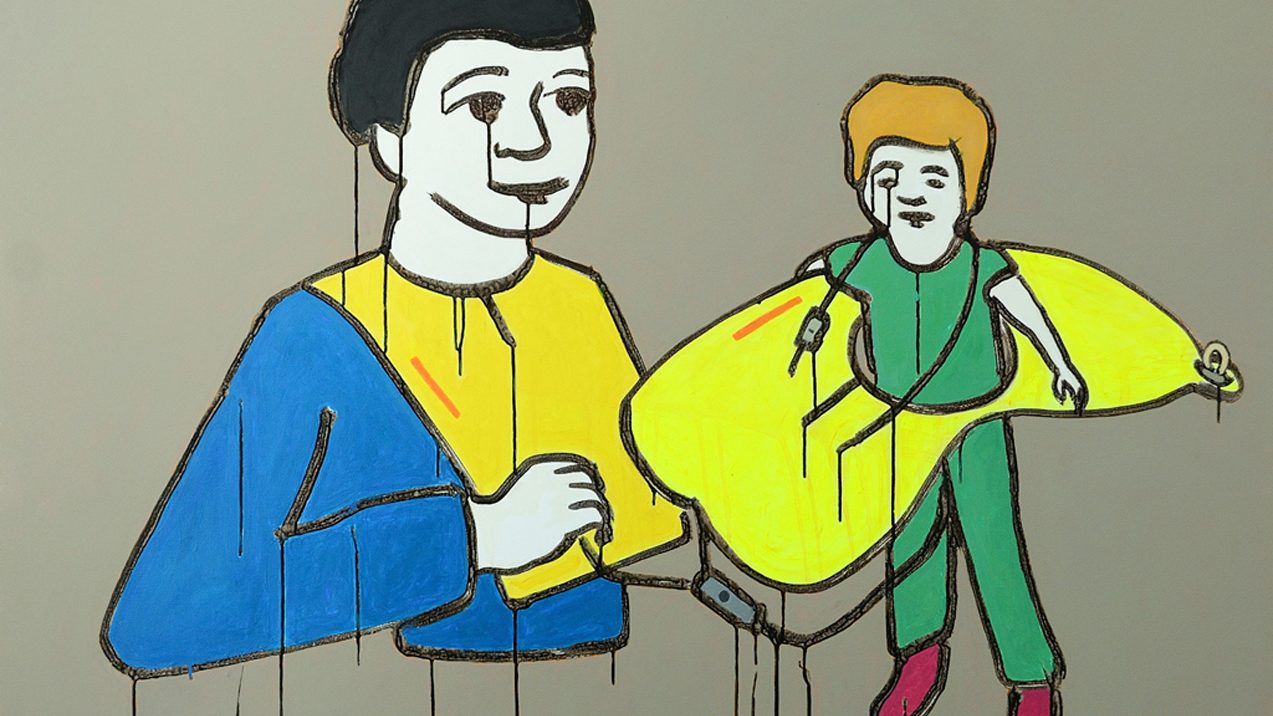 Contemporary oil painting from Safety Instructions series by Augustin Razvan Radu