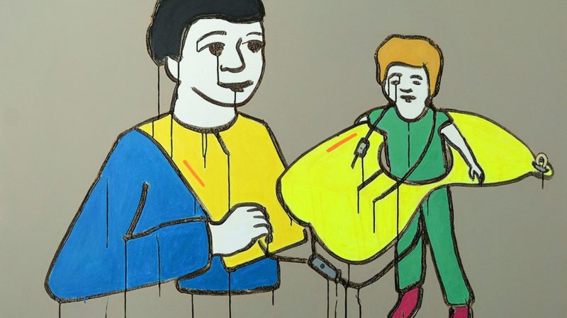 Safety Instruction, Contemporary painting by romanian artist Augustin Razvan Radu